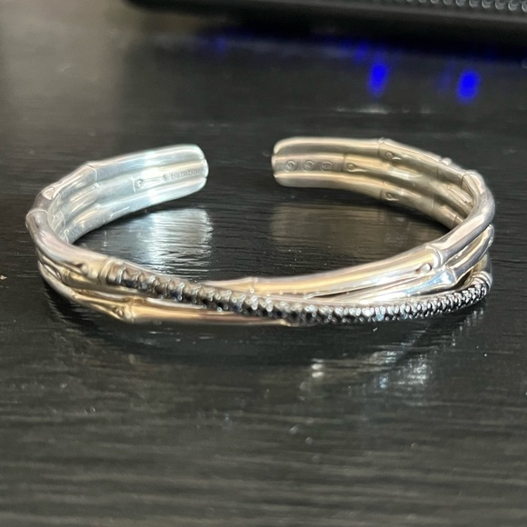 John Hardy Bamboo Sterling Silver and Black Sapphire Bracelet - Picture 2 of 8
